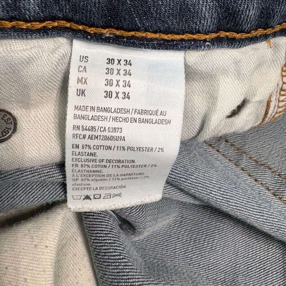 American Eagle Jeans Men 30X34 Blue Original Straight Extreme Flex Stretch Denim